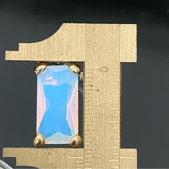 EXP Signed Opalite Crystal 2-tone Dangle Drop Post Earrings 15g - Picture 10 of 15